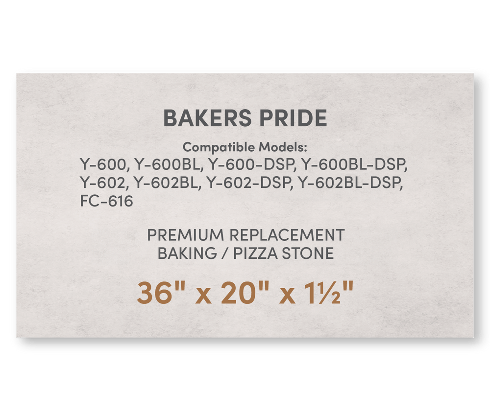 Premium Replacement Baking / Pizza Stone for Baker's Pride Y - 600, Y - 602 and FC - 616 Ovens - FibraMent