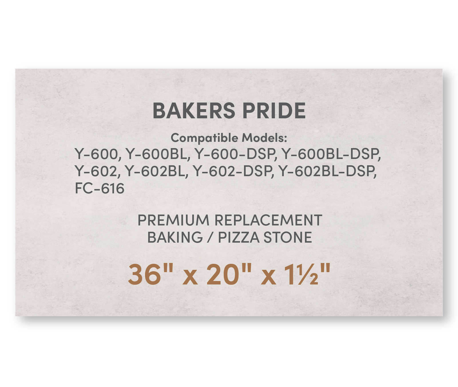 Premium Replacement Baking / Pizza Stone for Baker's Pride Y - 600, Y - 602 and FC - 616 Ovens - FibraMent