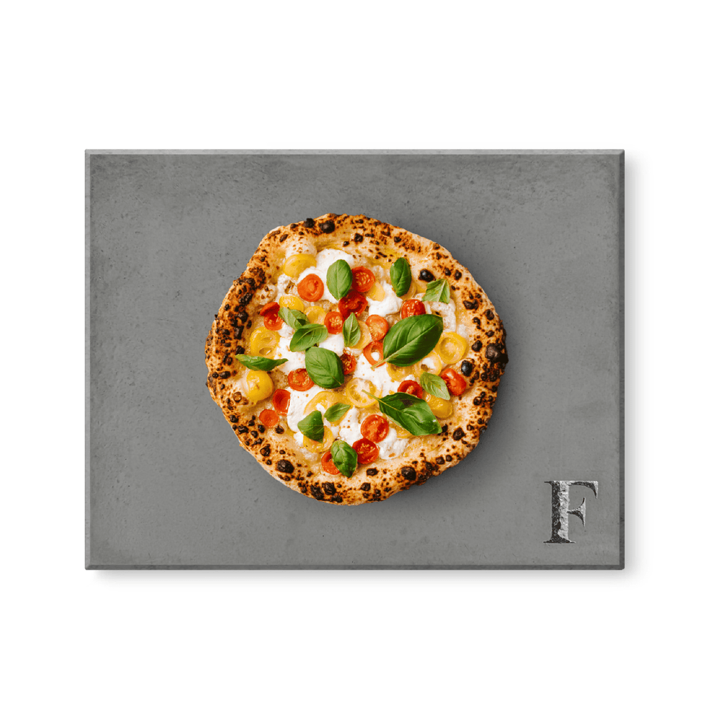 Custom Engraved FibraMent Baking Stone – 17 - 1/2" x 13 - 7/8" x 3/4" with Pizza Peel, Large Cutter, Mat and Infrared Thermometer - FibraMent