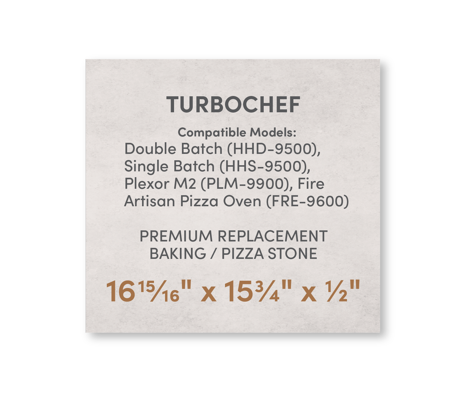 FibraMent Premium Replacement Baking / Pizza Stone for TurboChef Double Batch, Single Batch, Plexor M2, and Fire Artisan Pizza Ovens - FibraMent