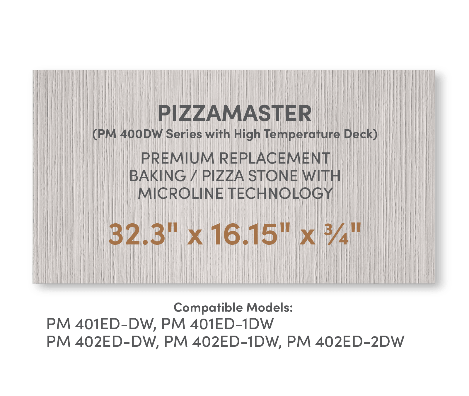 FibraMent Premium Replacement Baking / Pizza Stone with MicroLine Technology for PizzaMaster 400DW Series Ovens with High Temperature Decks - FibraMent