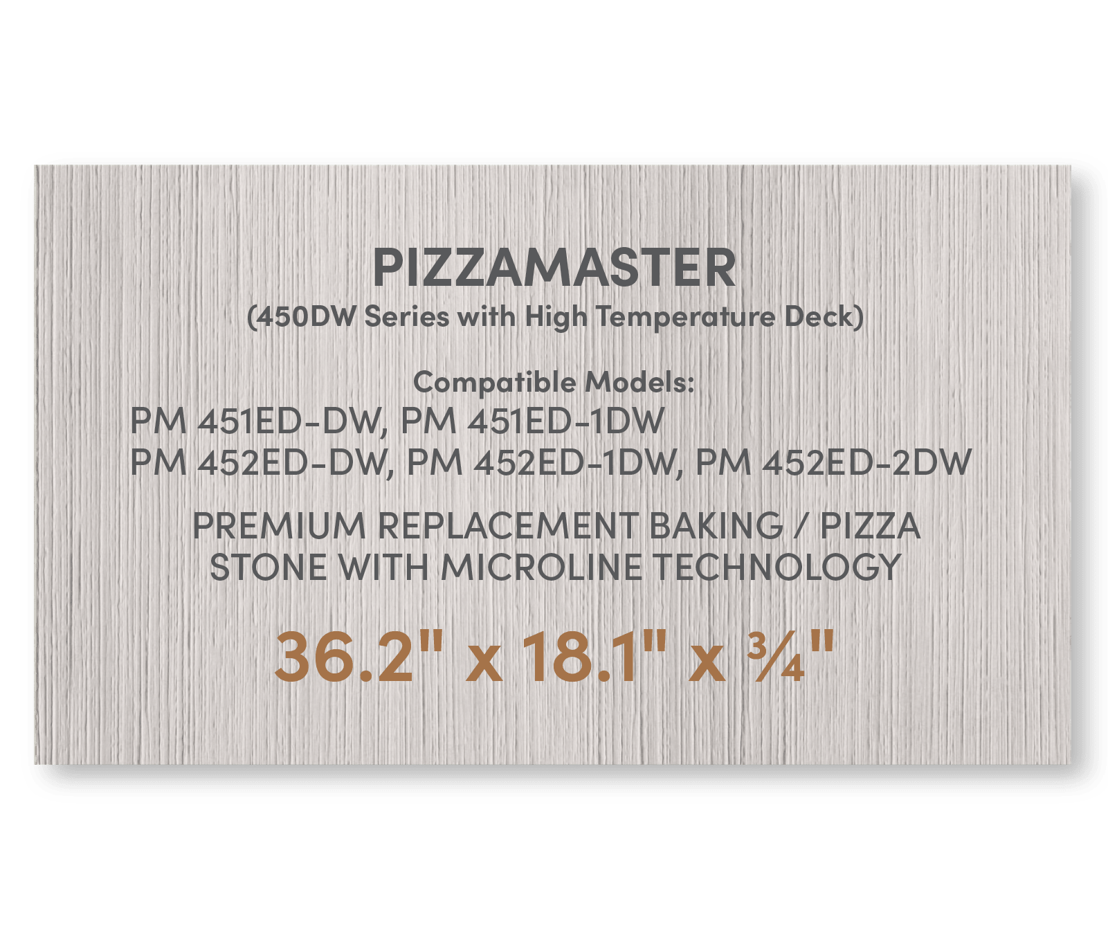 FibraMent Premium Replacement Baking / Pizza Stone with MicroLine Technology for PizzaMaster 450DW Series Ovens with High Temperature Decks - FibraMent