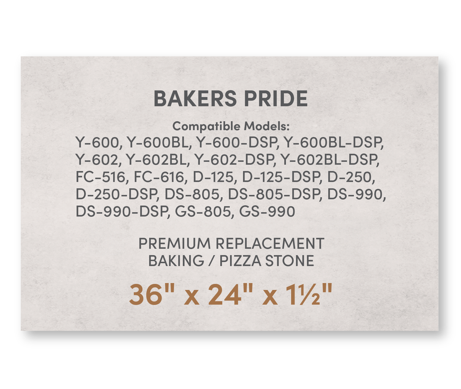 Premium Replacement Baking / Pizza Stone for Baker's Pride Y - 600, Y - 602, FC - 516, FC - 616, D - 125, D - 250, DS - 805, DS - 990, GS - 805 and GS - 990 Ovens - FibraMent