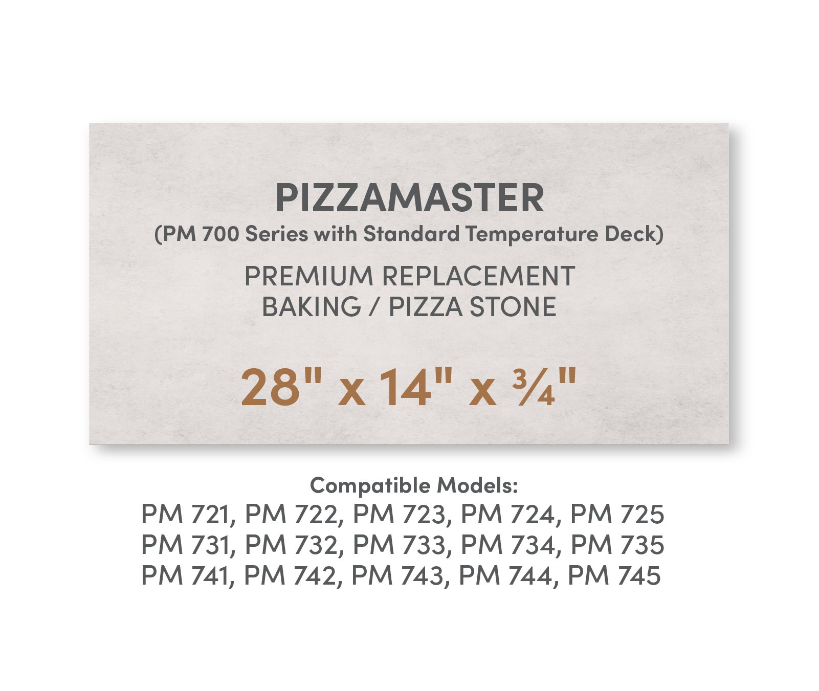 Premium Replacement Baking / Pizza Stone for PizzaMaster 700 Series Ovens with Standard Temperature Decks - FibraMent