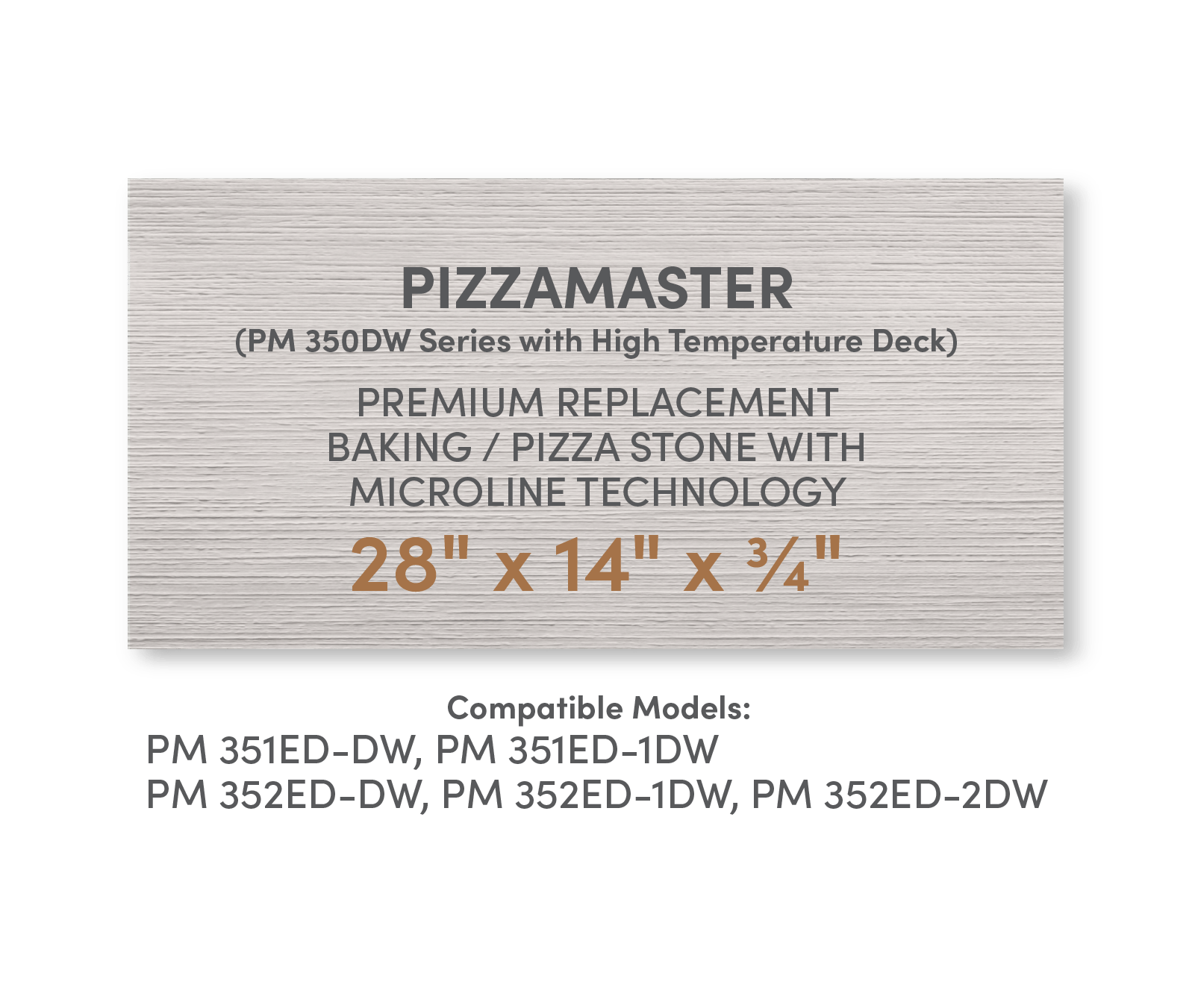 Premium Replacement Baking / Pizza Stone with MicroLine Technology for PizzaMaster 350DW Series Ovens with High Temperature Decks - FibraMent