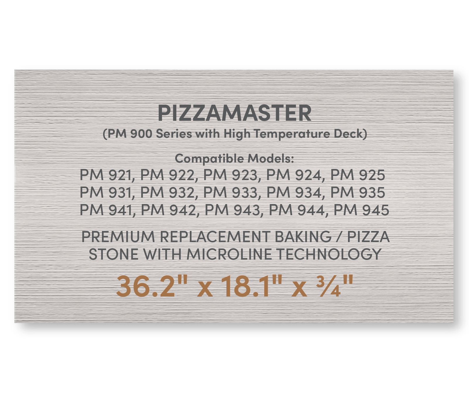 Premium Replacement Baking / Pizza Stone with MicroLine Technology for PizzaMaster 900 Series Ovens with High Temperature Decks - FibraMent